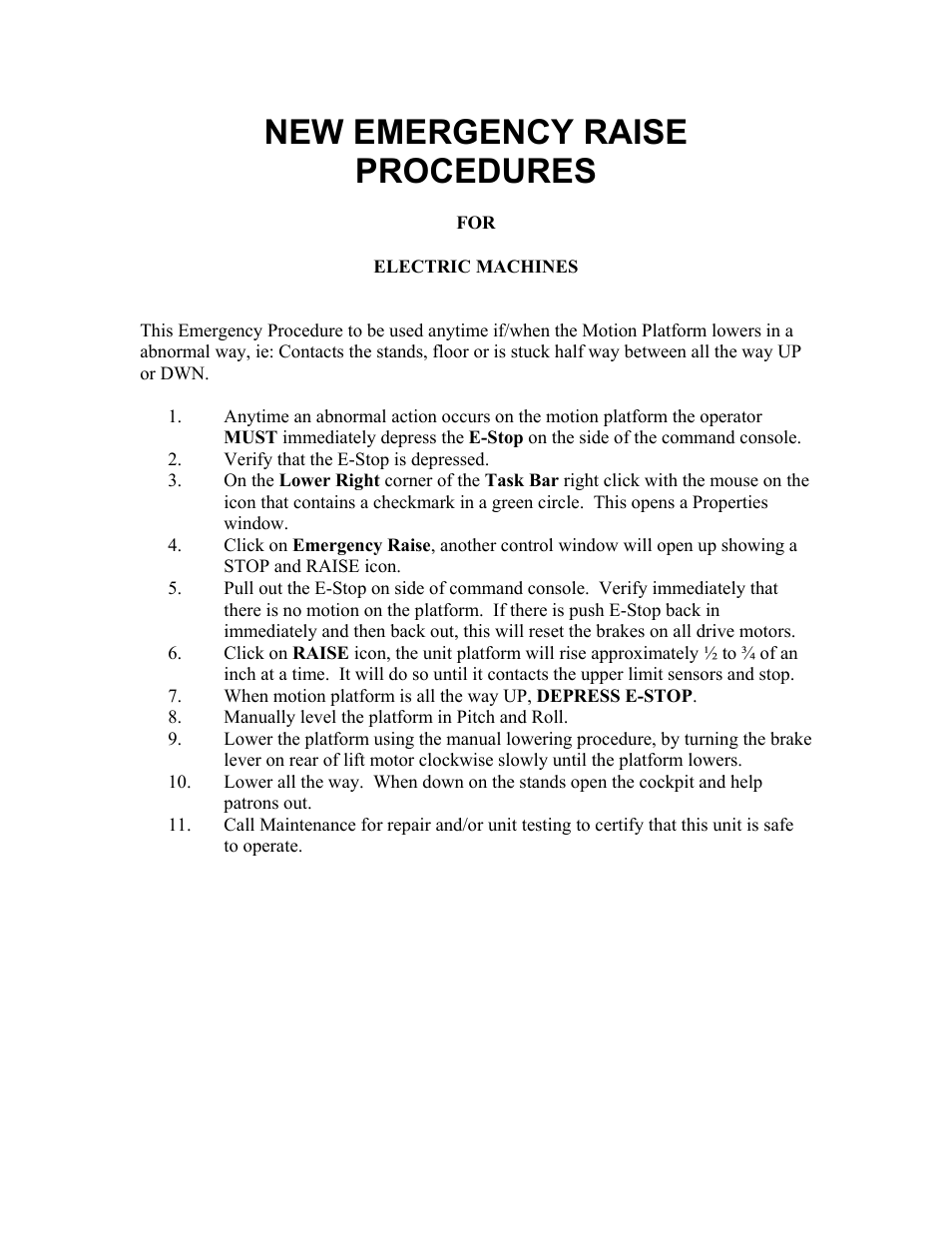 New emergency raise procedures | InFocus MaxFlight MT3000(B) User Manual | Page 21 / 121