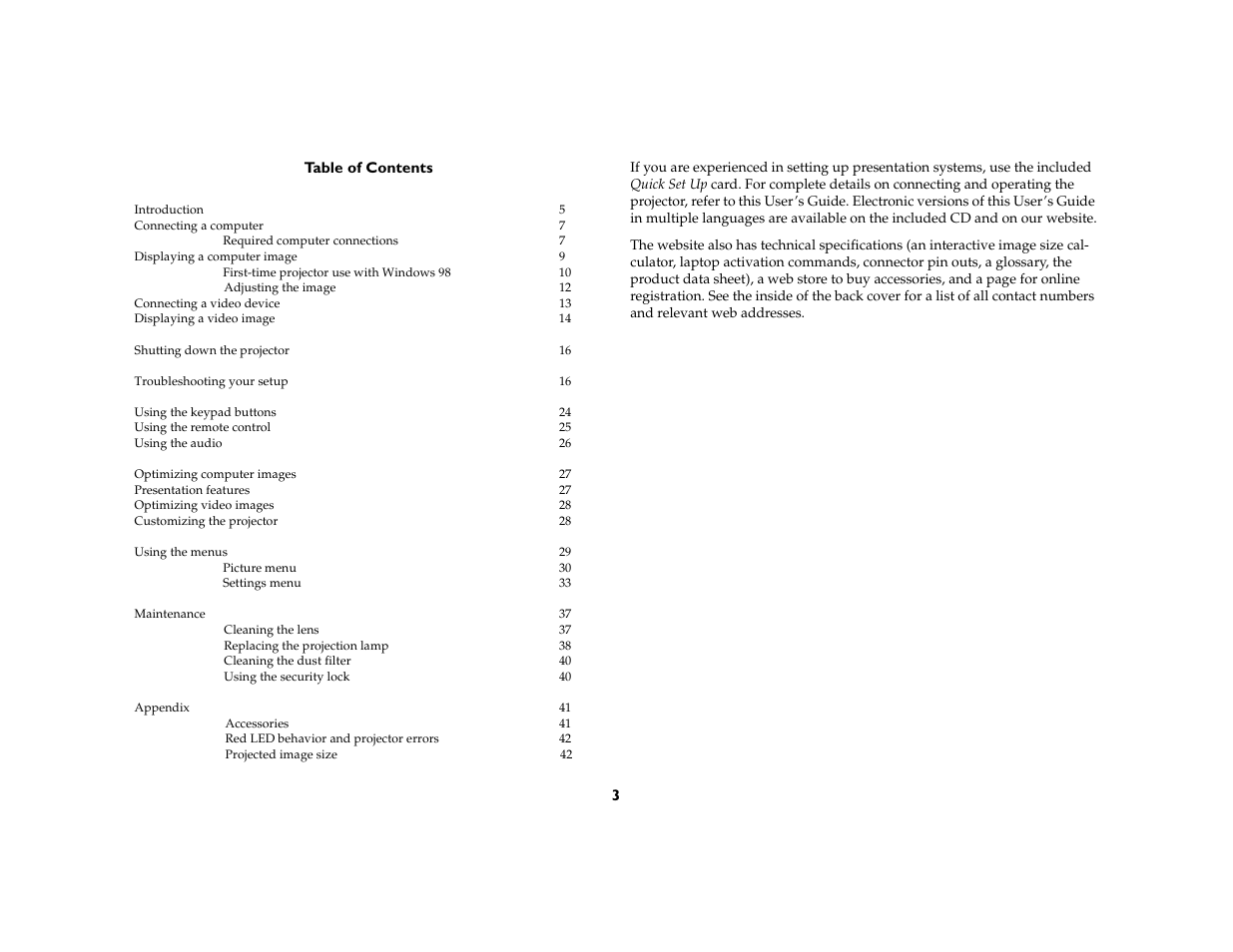 InFocus C160 User Manual | Page 5 / 52