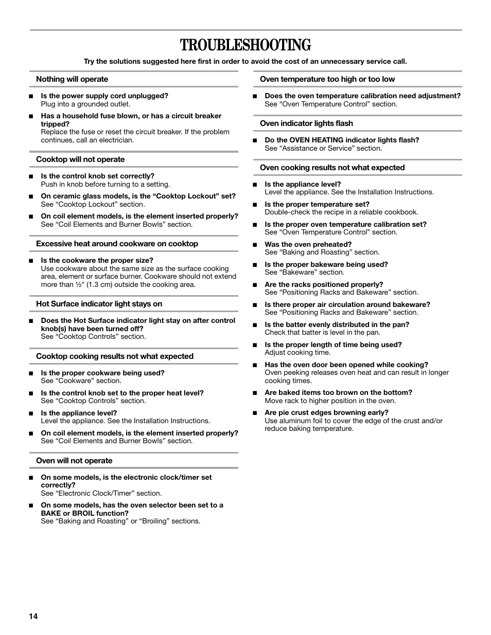 Troubleshooting | Inglis Home Appliances W10017680 User Manual | Page 14 / 16