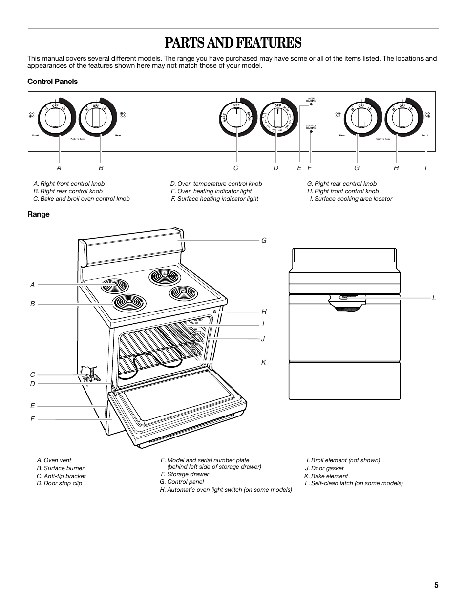 Parts and features | Inglis Home Appliances W10017680 User Manual | Page 5 / 16