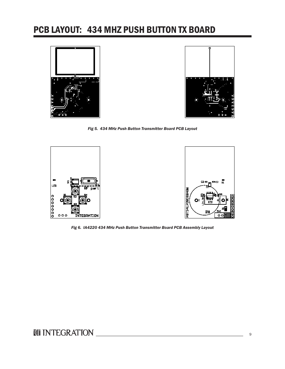 Pcb layout: 434 mhz push button tx board | Integration 2.0r User Manual | Page 13 / 26