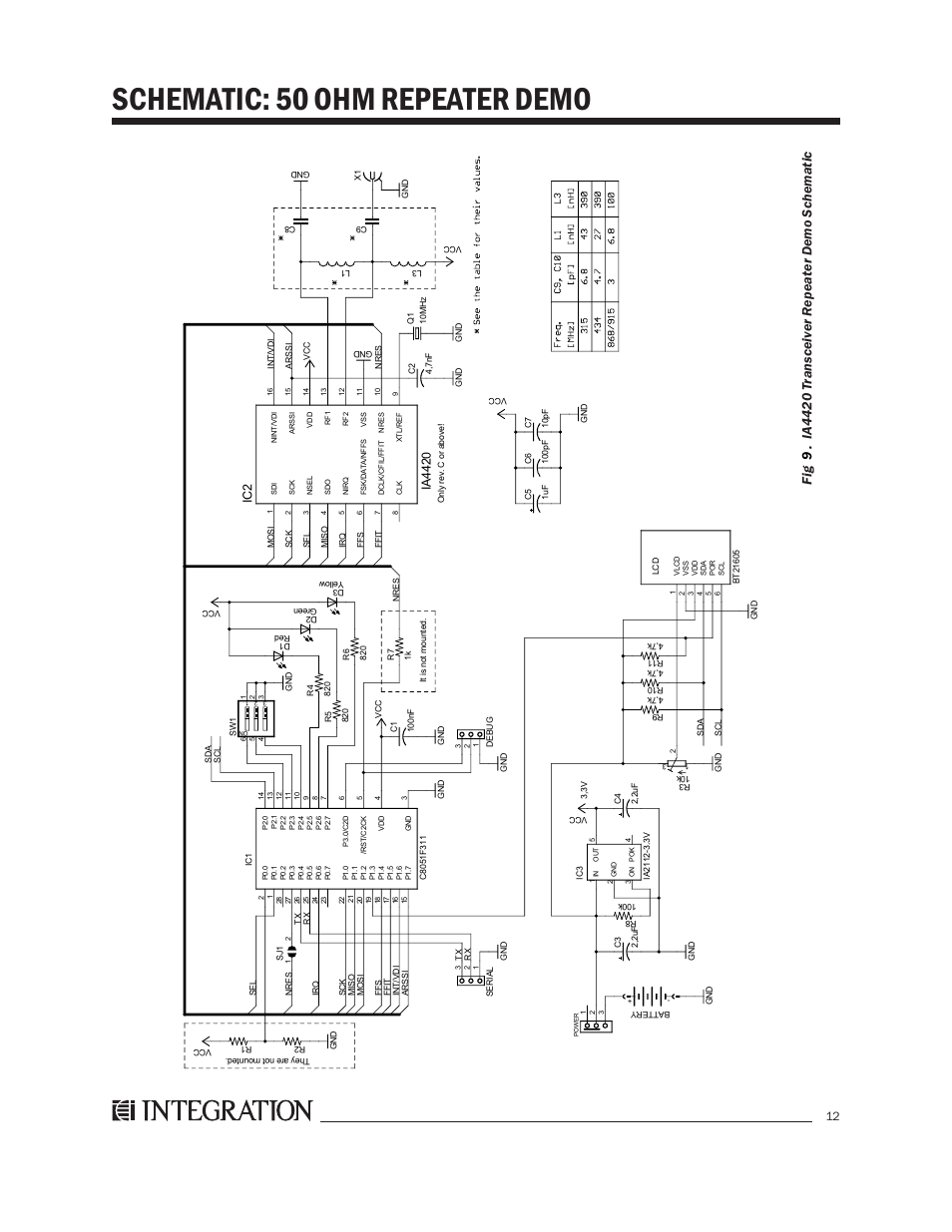 Schematic: 50 ohm repeater demo, Ia4420 | Integration 2.0r User Manual | Page 16 / 26