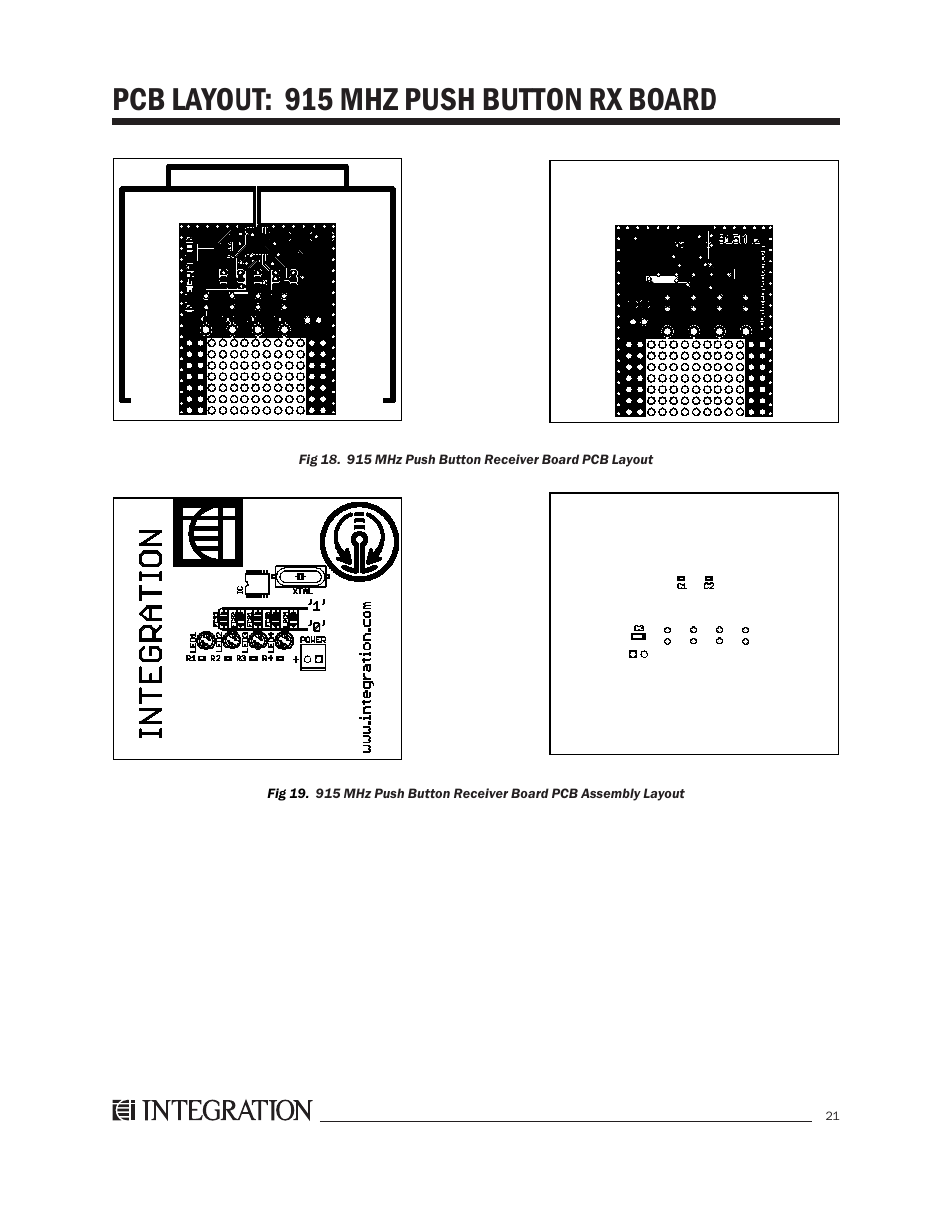 Pcb layout: 915 mhz push button rx board | Integration 2.0r User Manual | Page 25 / 26