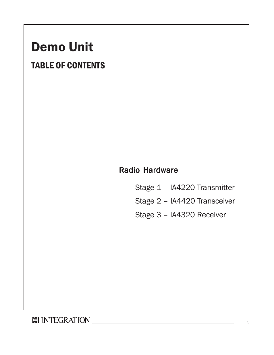 Demo unit | Integration 2.0r User Manual | Page 9 / 26