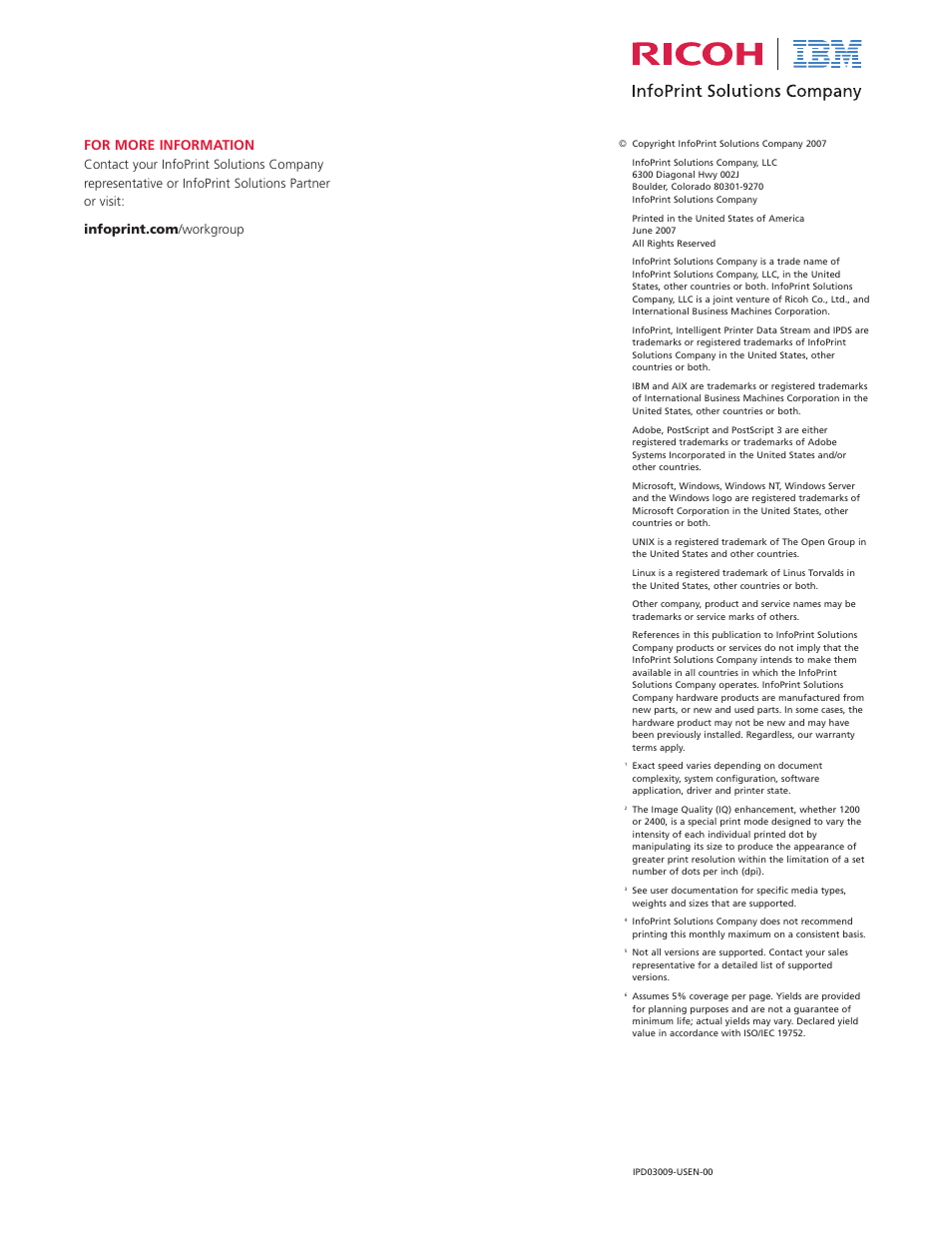 For more information | IBM Ricoh 1612 User Manual | Page 6 / 7