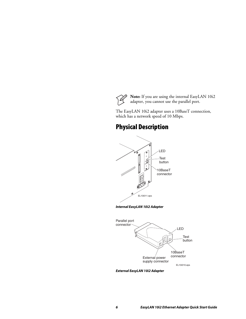 Physical description | Intermec EASYLANTM 10I2 User Manual | Page 6 / 12