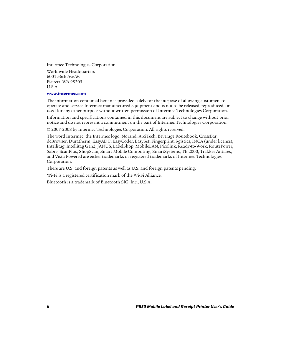 Intermec PB50 User Manual | Page 2 / 72