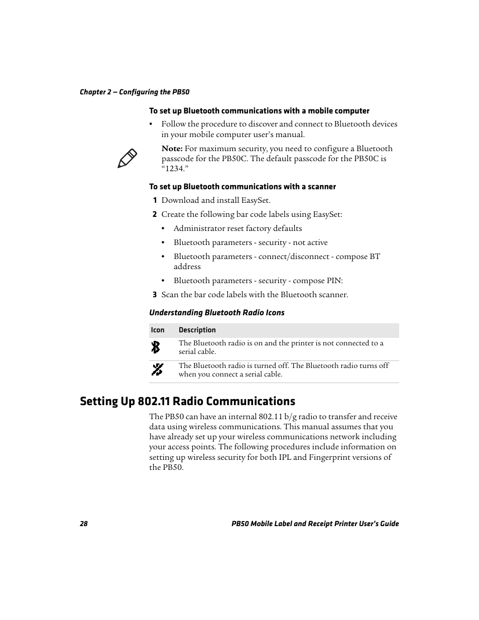 Setting up 802.11 radio communications | Intermec PB50 User Manual | Page 38 / 72