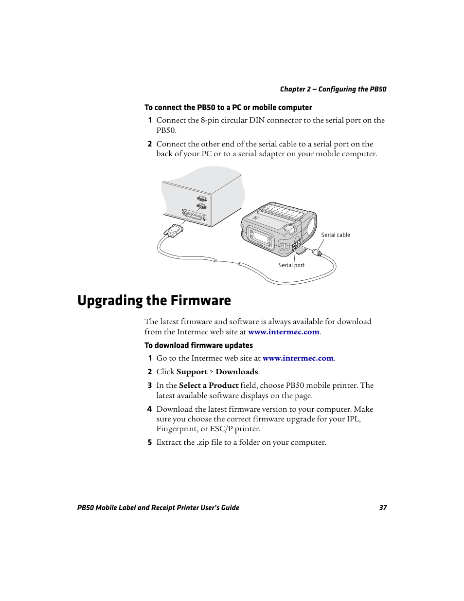 Upgrading the firmware | Intermec PB50 User Manual | Page 47 / 72