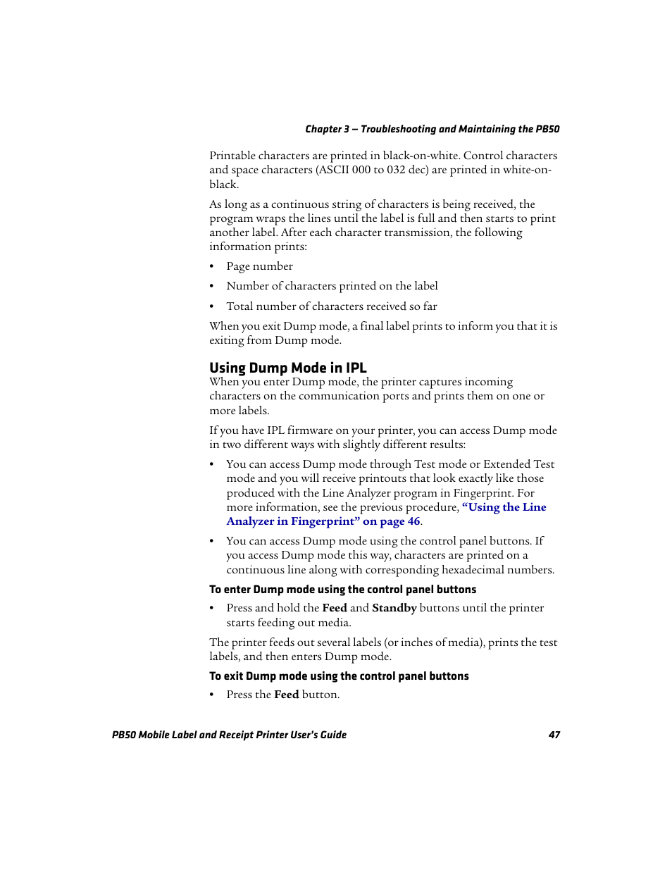 Using dump mode in ipl | Intermec PB50 User Manual | Page 57 / 72