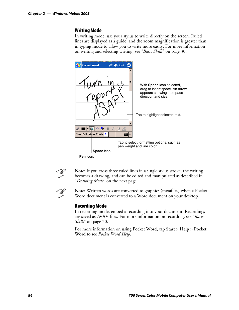 Writing mode, Recording mode | Intermec 700 User Manual | Page 108 / 452