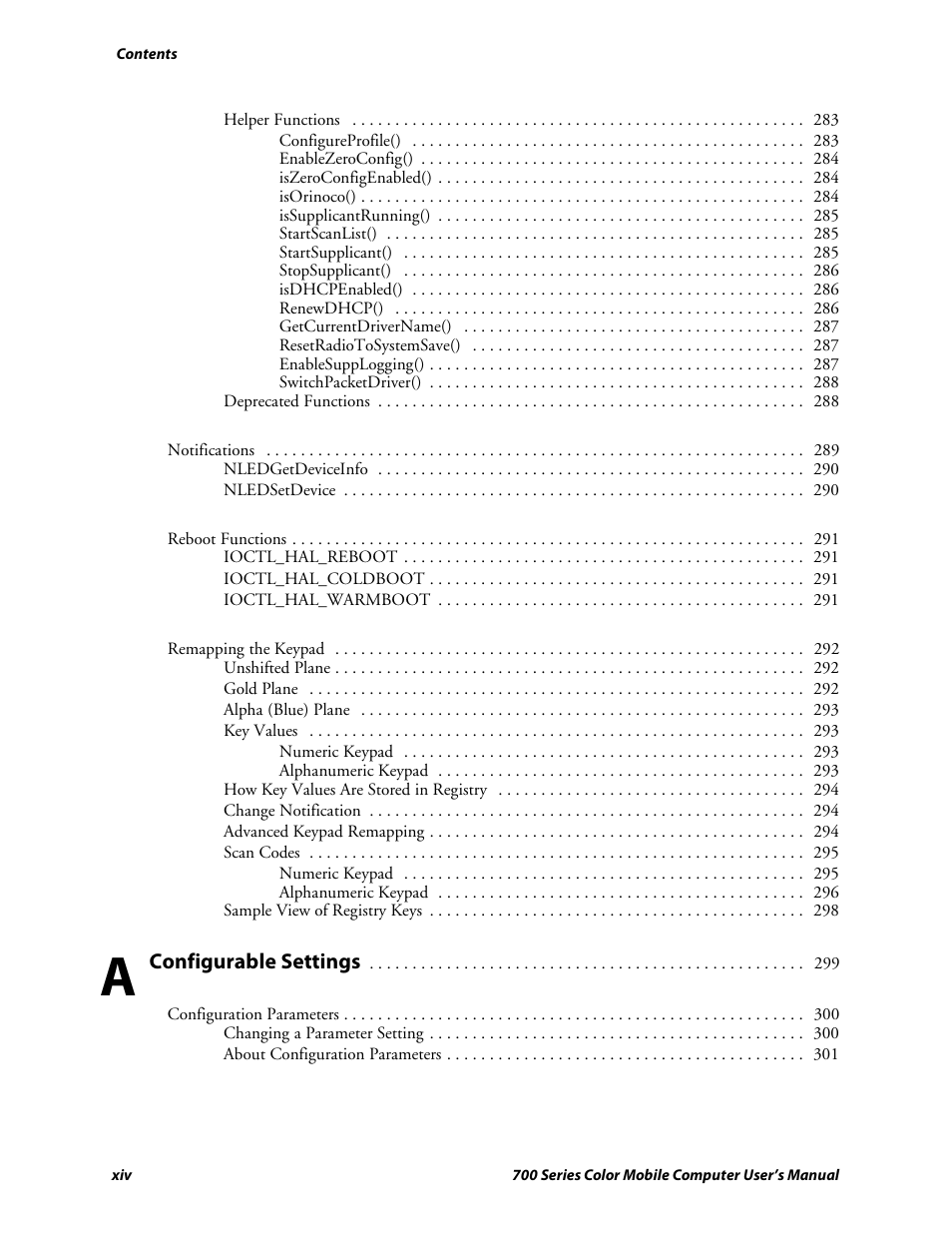 Configurable settings | Intermec 700 User Manual | Page 14 / 452