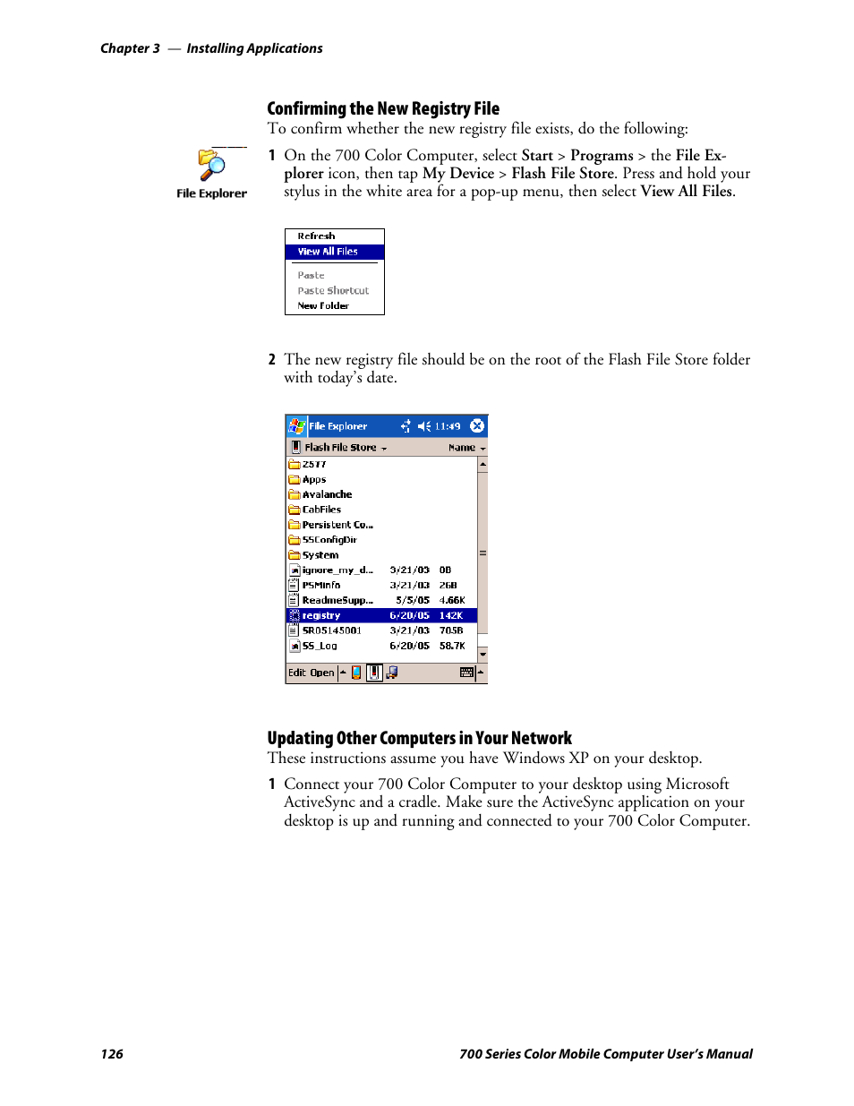 Confirming the new registry file, Updating other computers in your network | Intermec 700 User Manual | Page 150 / 452
