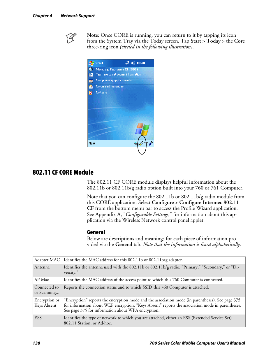 11 cf core module, General | Intermec 700 User Manual | Page 162 / 452