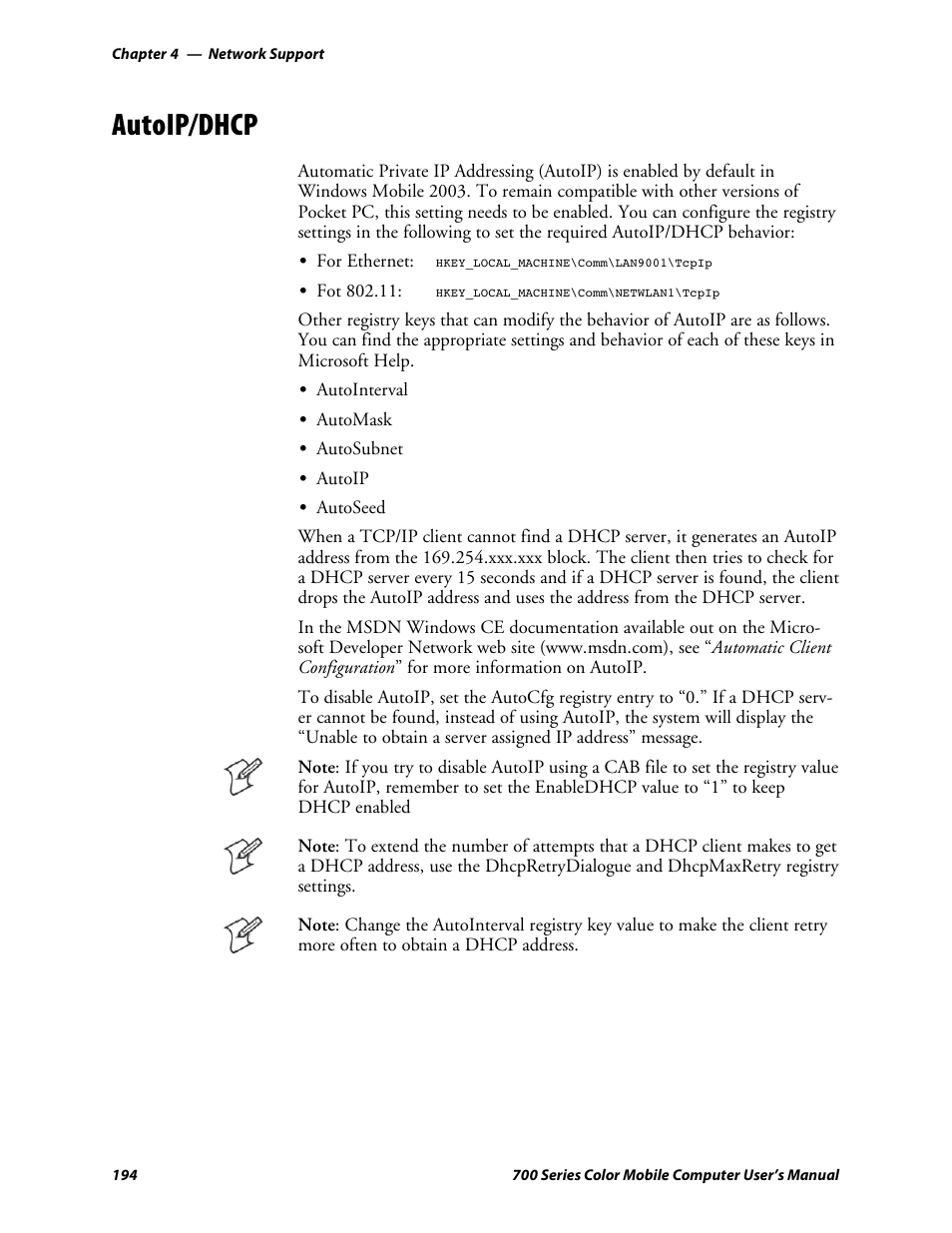 Autoip/dhcp | Intermec 700 User Manual | Page 218 / 452