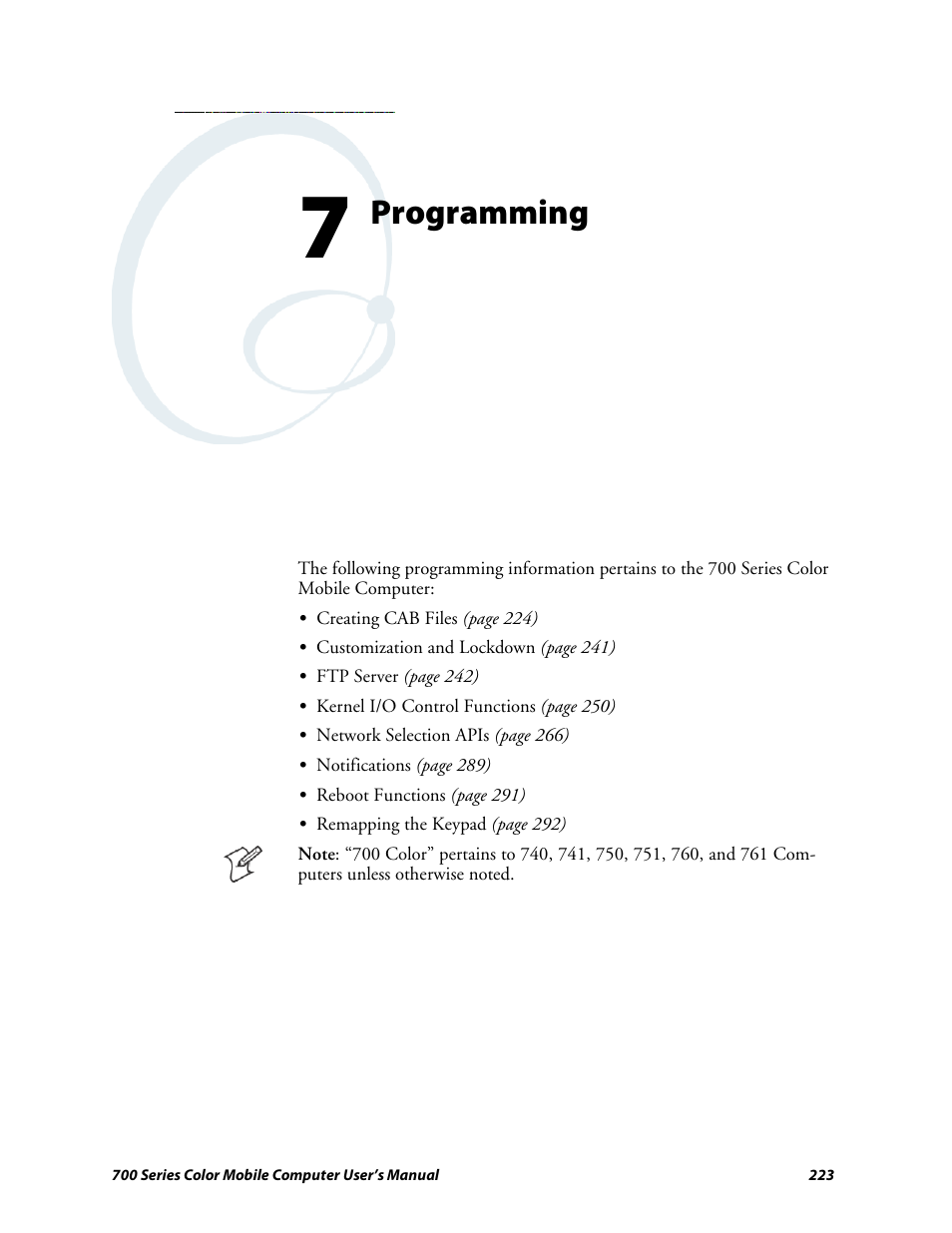 Chapter 7 - programming, Programming | Intermec 700 User Manual | Page 247 / 452