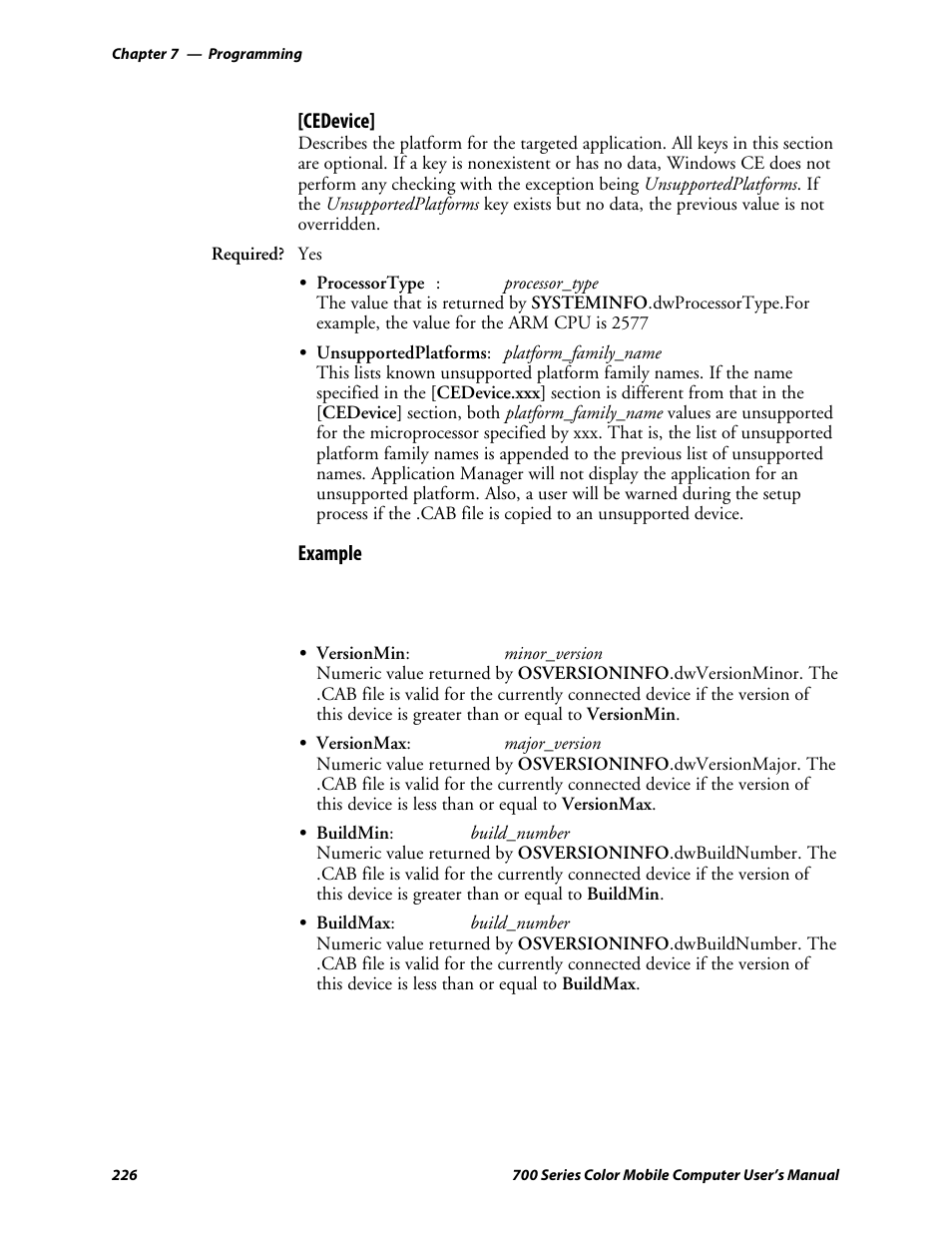 Cedevice, Example | Intermec 700 User Manual | Page 250 / 452