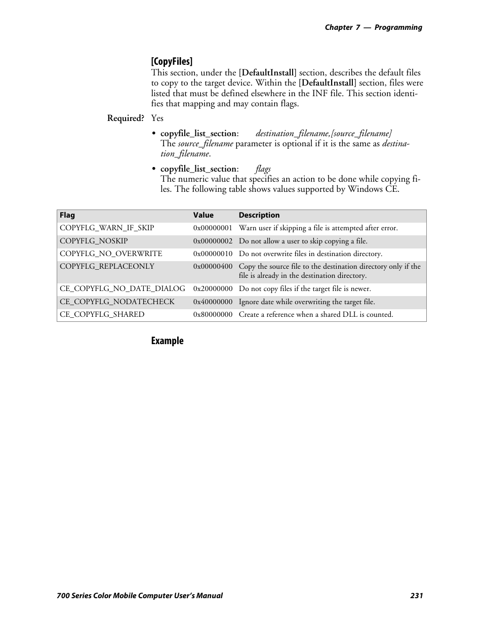 Copyfiles, Example | Intermec 700 User Manual | Page 255 / 452