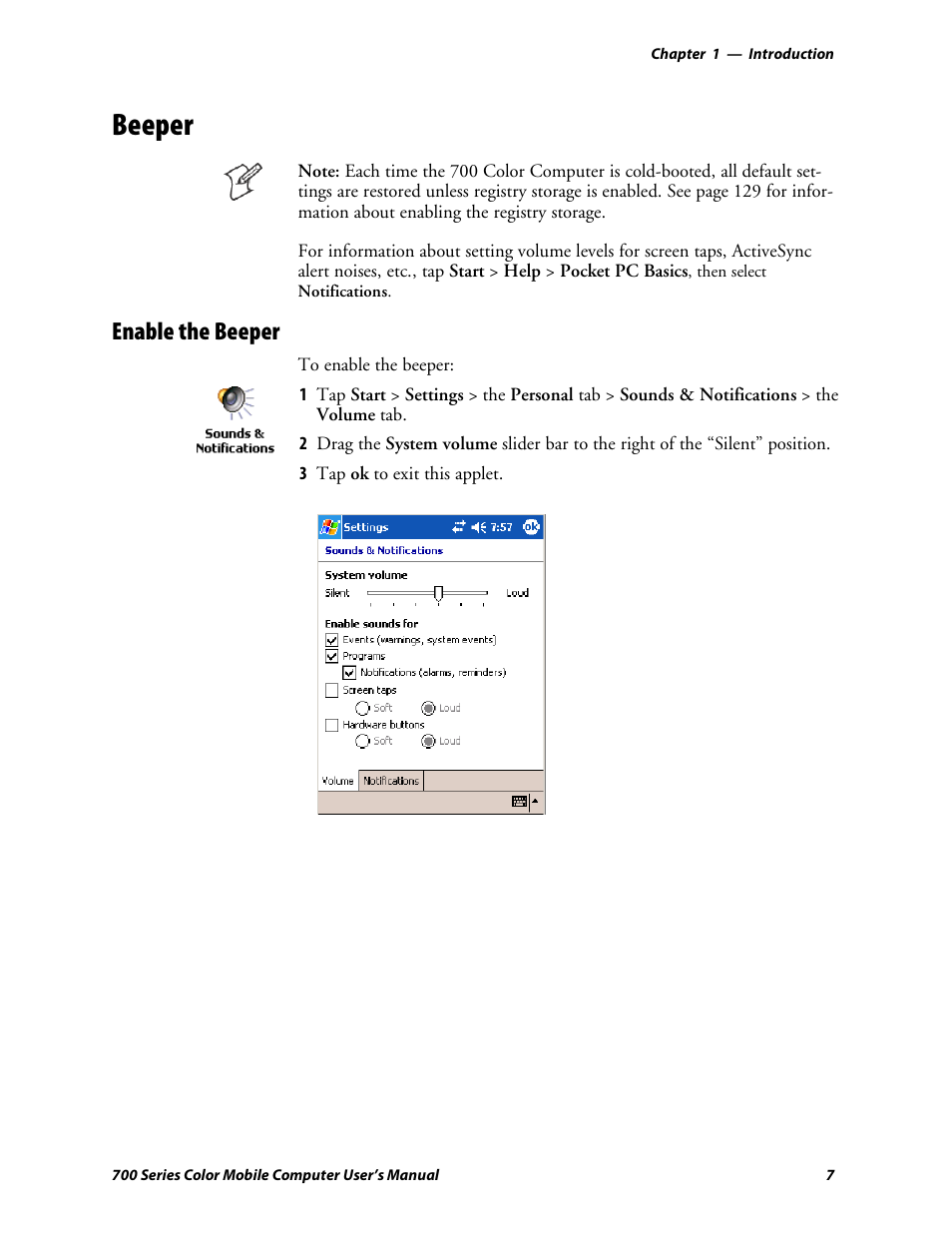 Beeper, Enable the beeper | Intermec 700 User Manual | Page 31 / 452