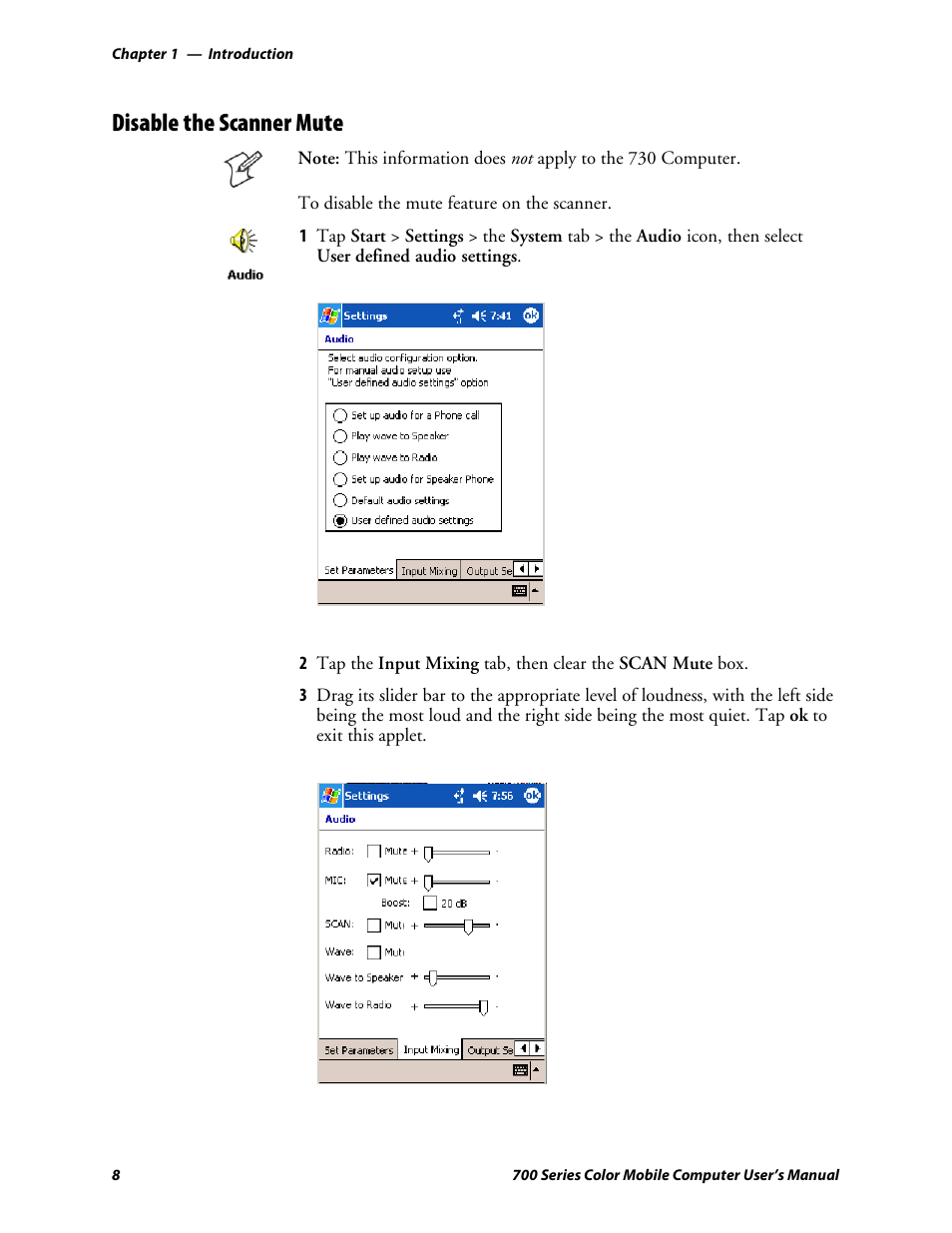 Disable the scanner mute | Intermec 700 User Manual | Page 32 / 452