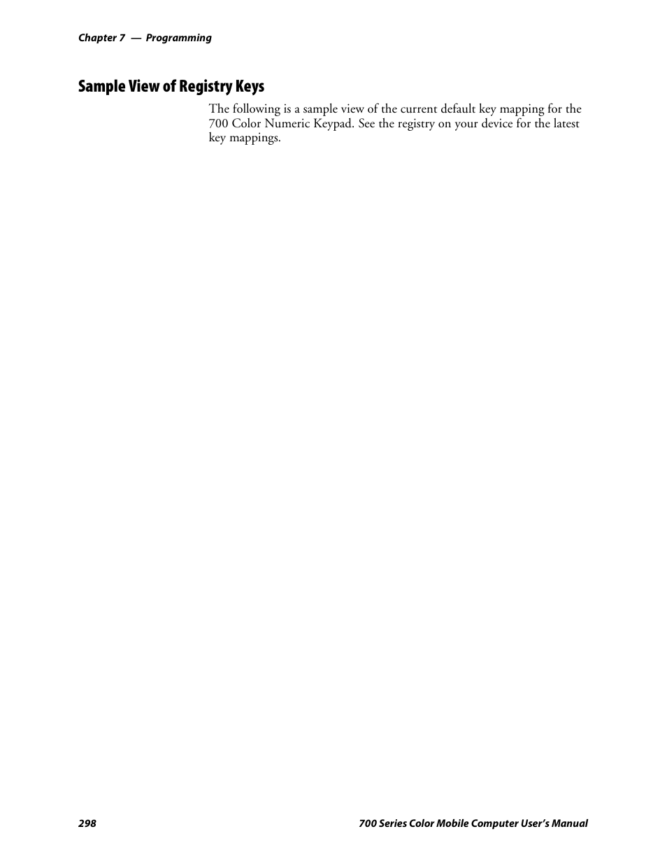 Sample view of registry keys | Intermec 700 User Manual | Page 322 / 452
