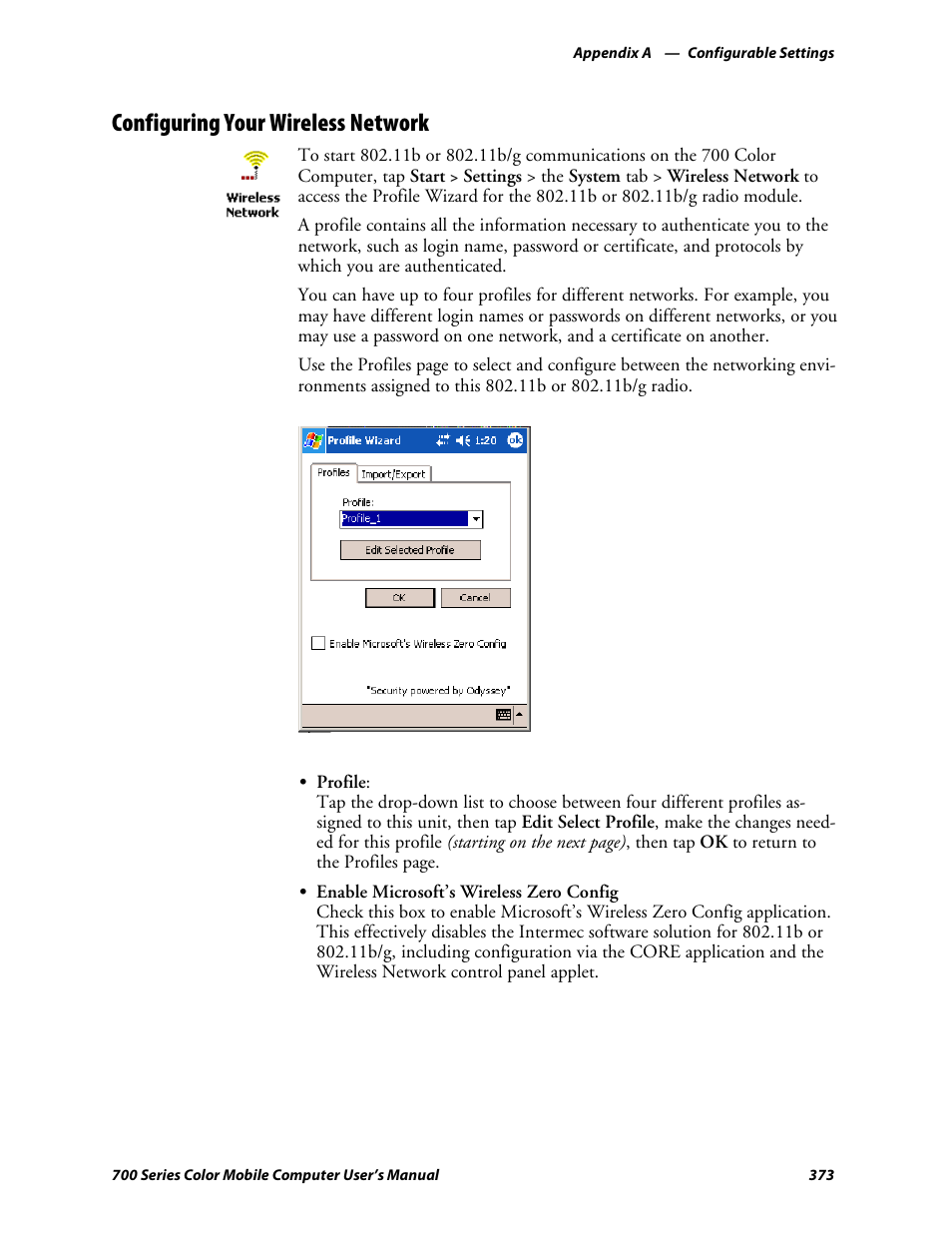 Configuring your wireless network | Intermec 700 User Manual | Page 397 / 452