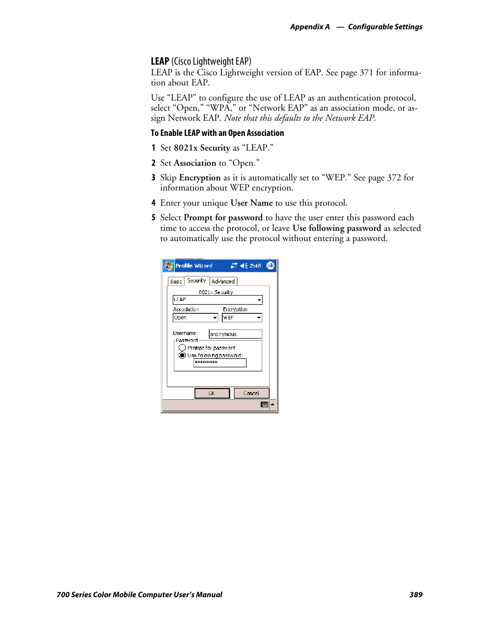 Leap (cisco lightweight eap) | Intermec 700 User Manual | Page 413 / 452