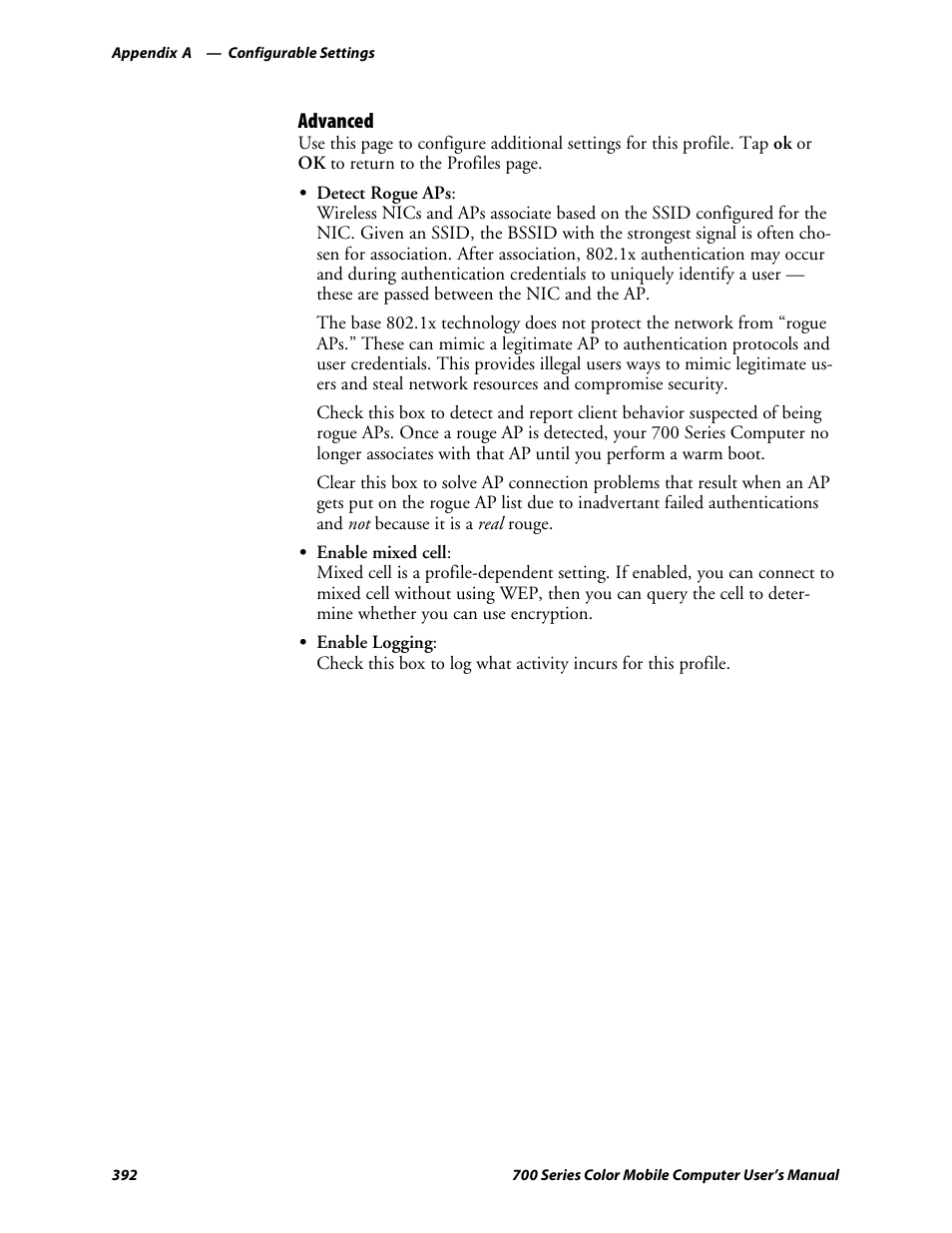 Advanced | Intermec 700 User Manual | Page 416 / 452