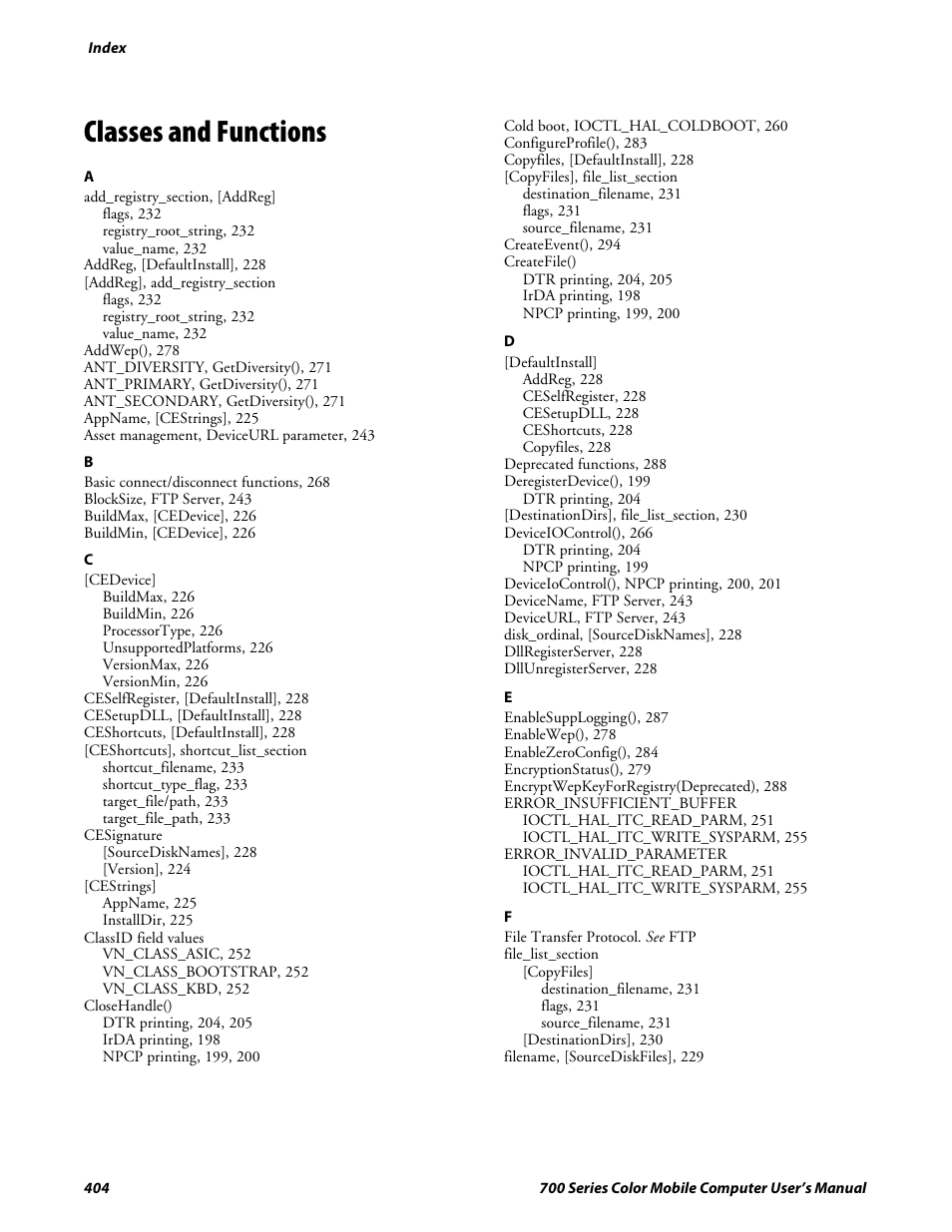 Classes and functions | Intermec 700 User Manual | Page 428 / 452