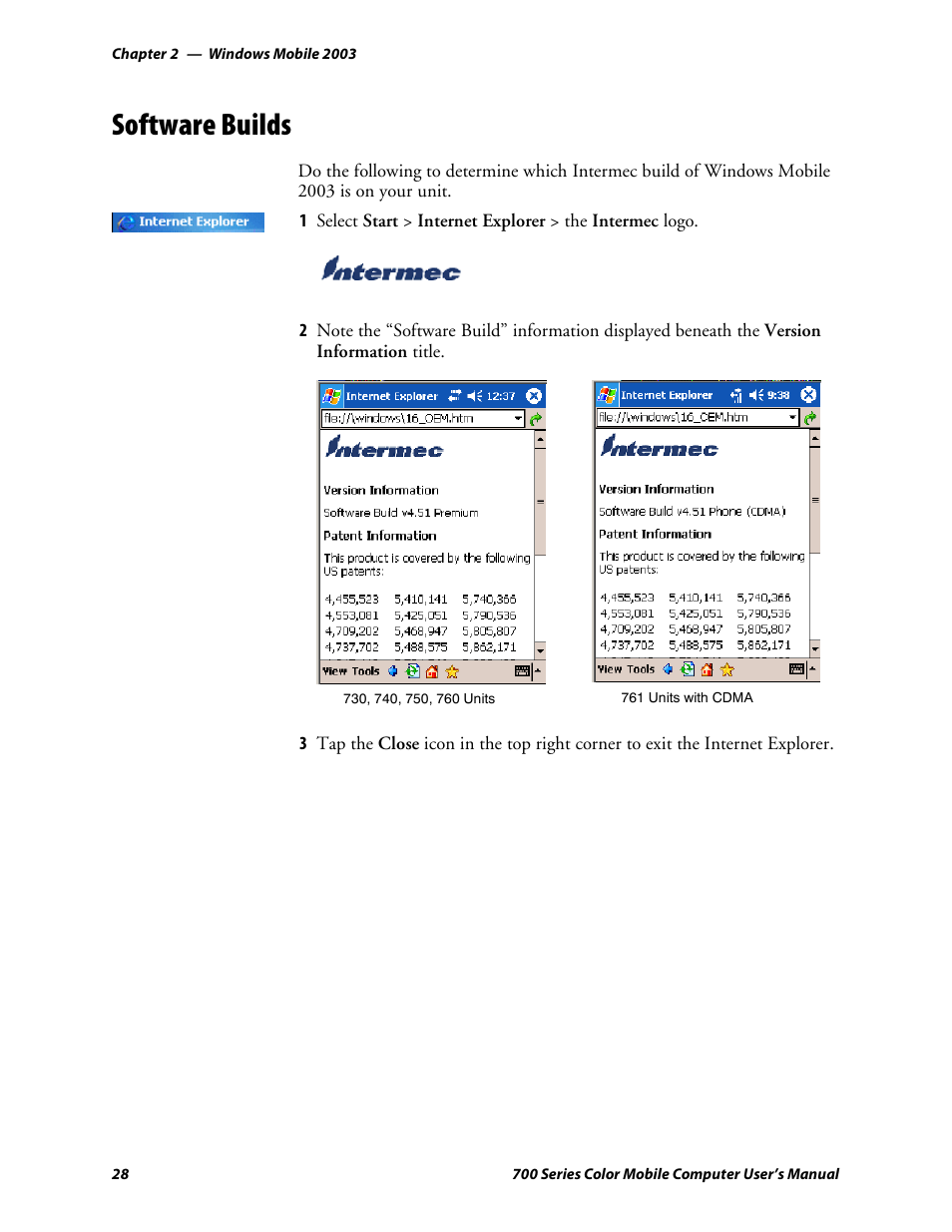 Software builds | Intermec 700 User Manual | Page 52 / 452
