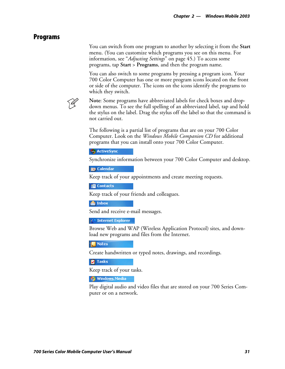 Programs | Intermec 700 User Manual | Page 55 / 452