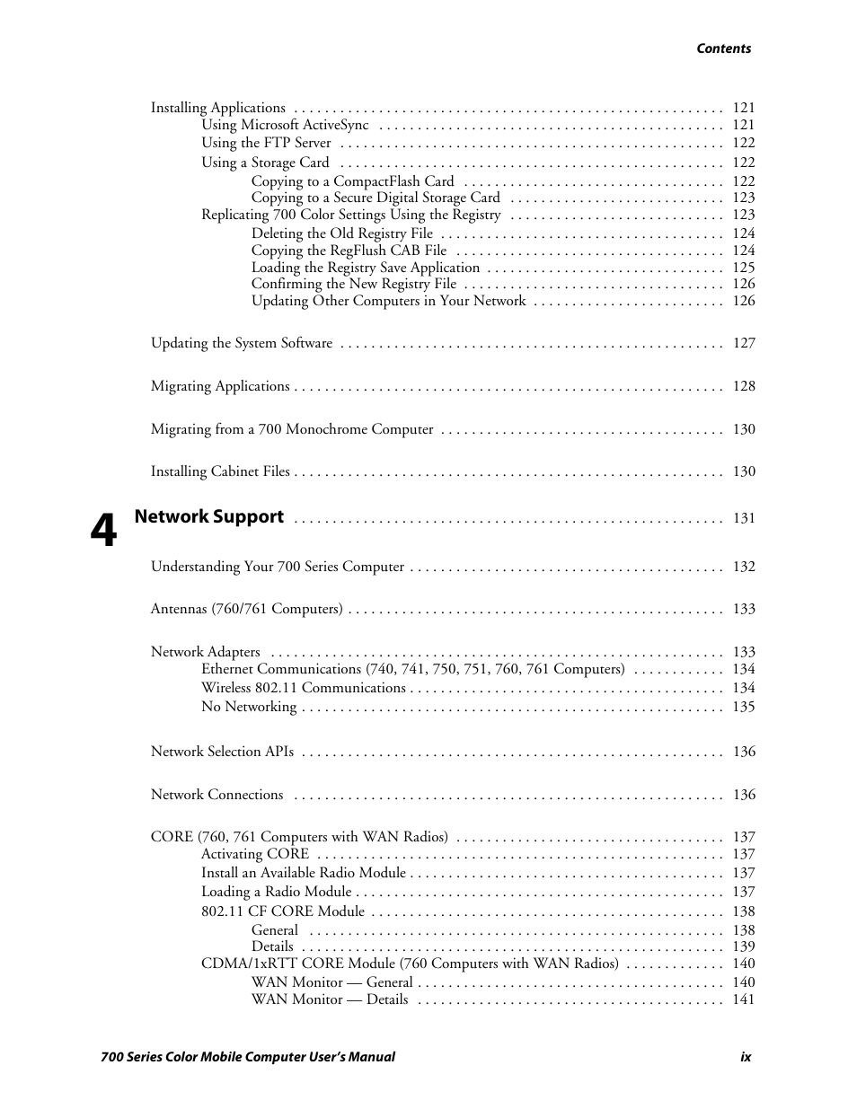 Network support | Intermec 700 User Manual | Page 9 / 452