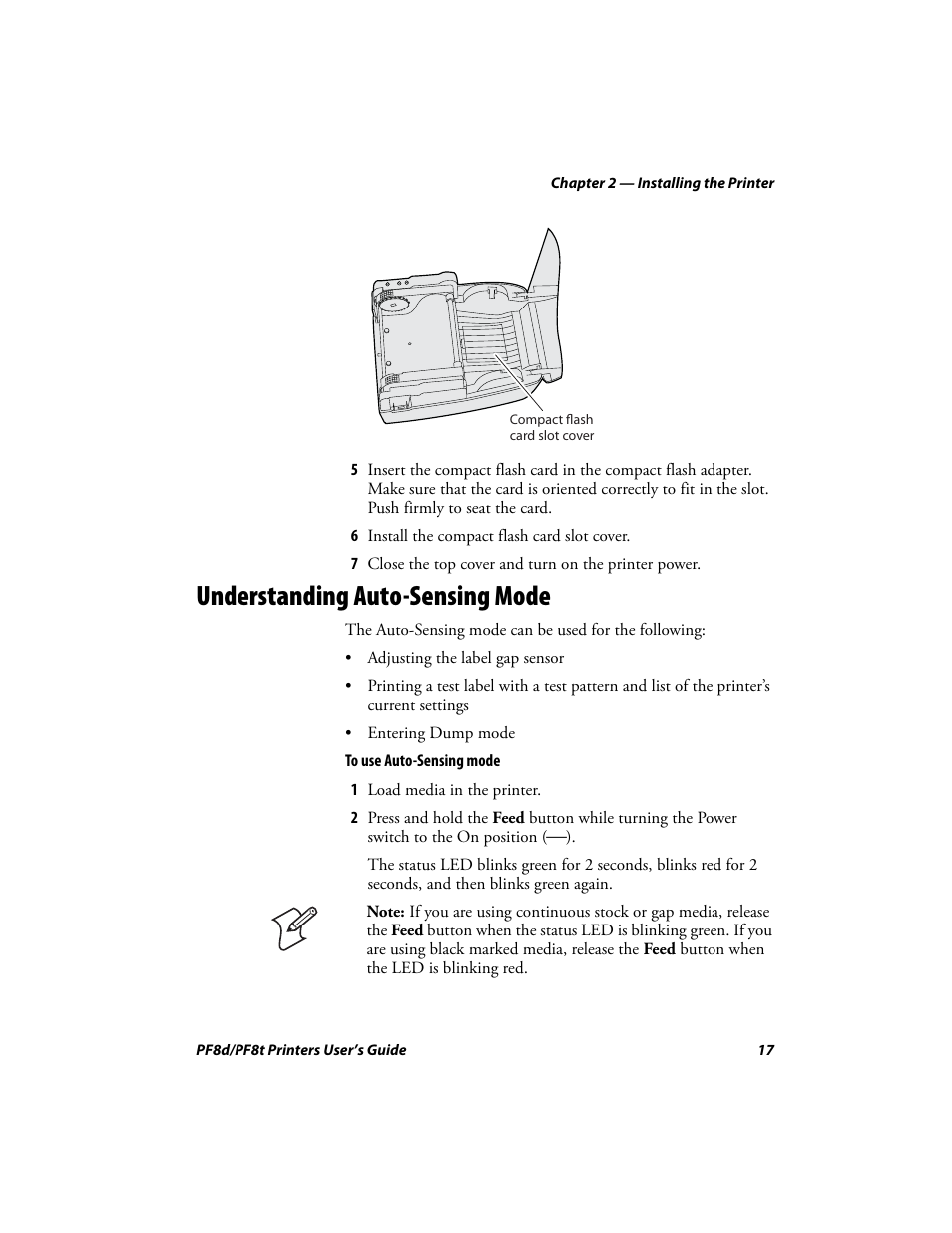 Understanding auto-sensing mode | Intermec PF8T User Manual | Page 30 / 68