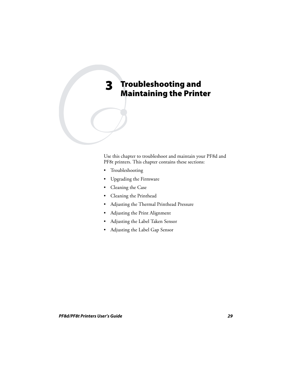 Troubleshooting and maintaining the printer | Intermec PF8T User Manual | Page 42 / 68