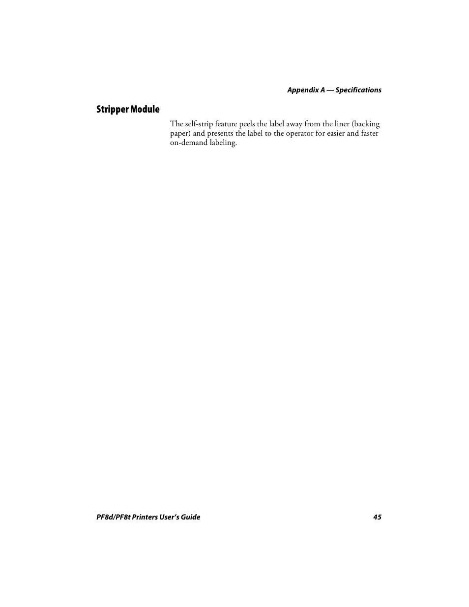 Stripper module | Intermec PF8T User Manual | Page 58 / 68