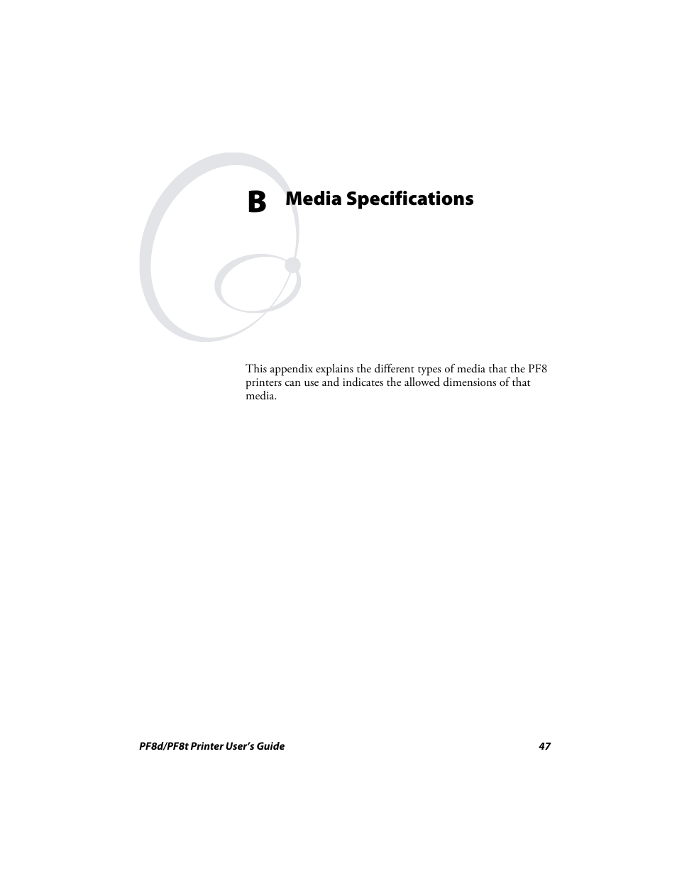 Media specifications | Intermec PF8T User Manual | Page 60 / 68