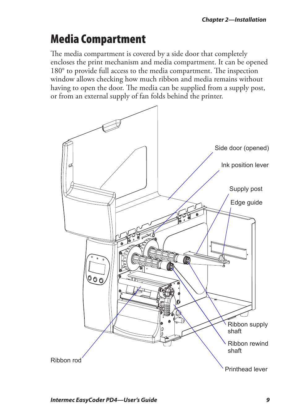Media compartment | Intermec EASYCODER PD4 User Manual | Page 19 / 100