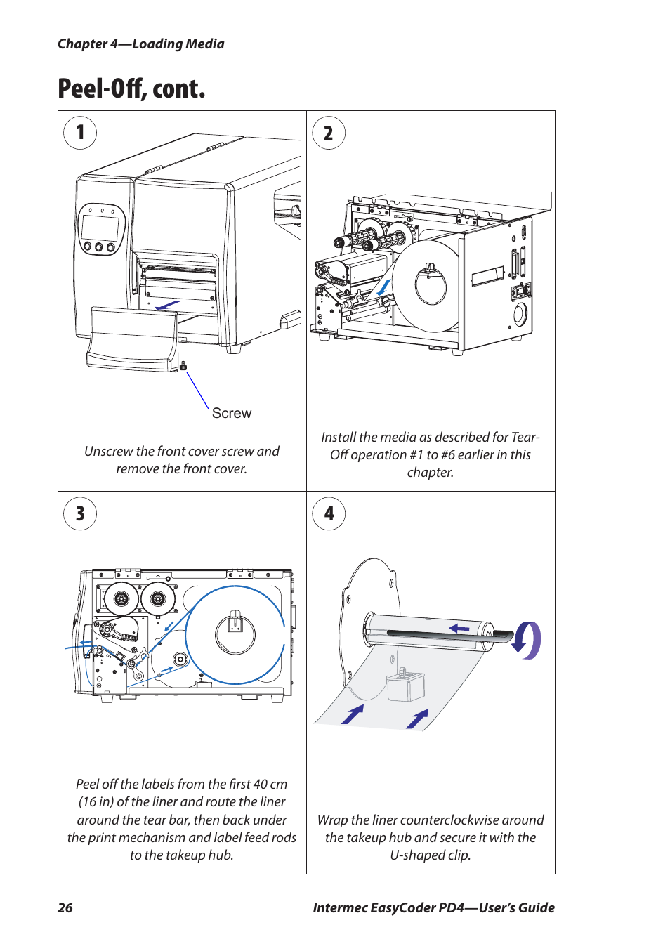 Peel-oﬀ, cont | Intermec EASYCODER PD4 User Manual | Page 36 / 100