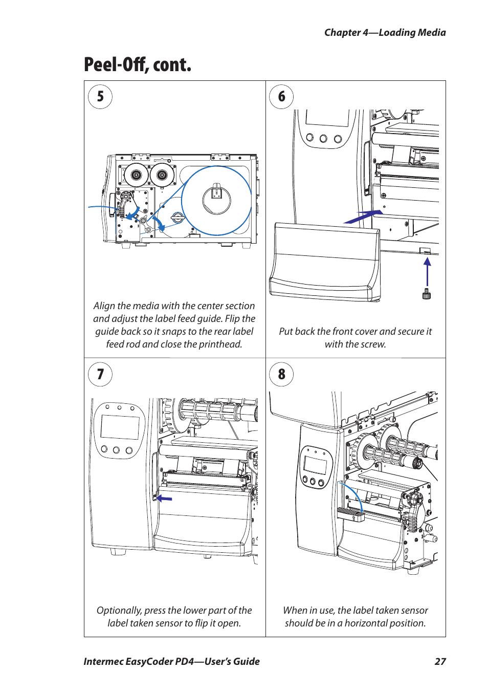 Peel-oﬀ, cont | Intermec EASYCODER PD4 User Manual | Page 37 / 100