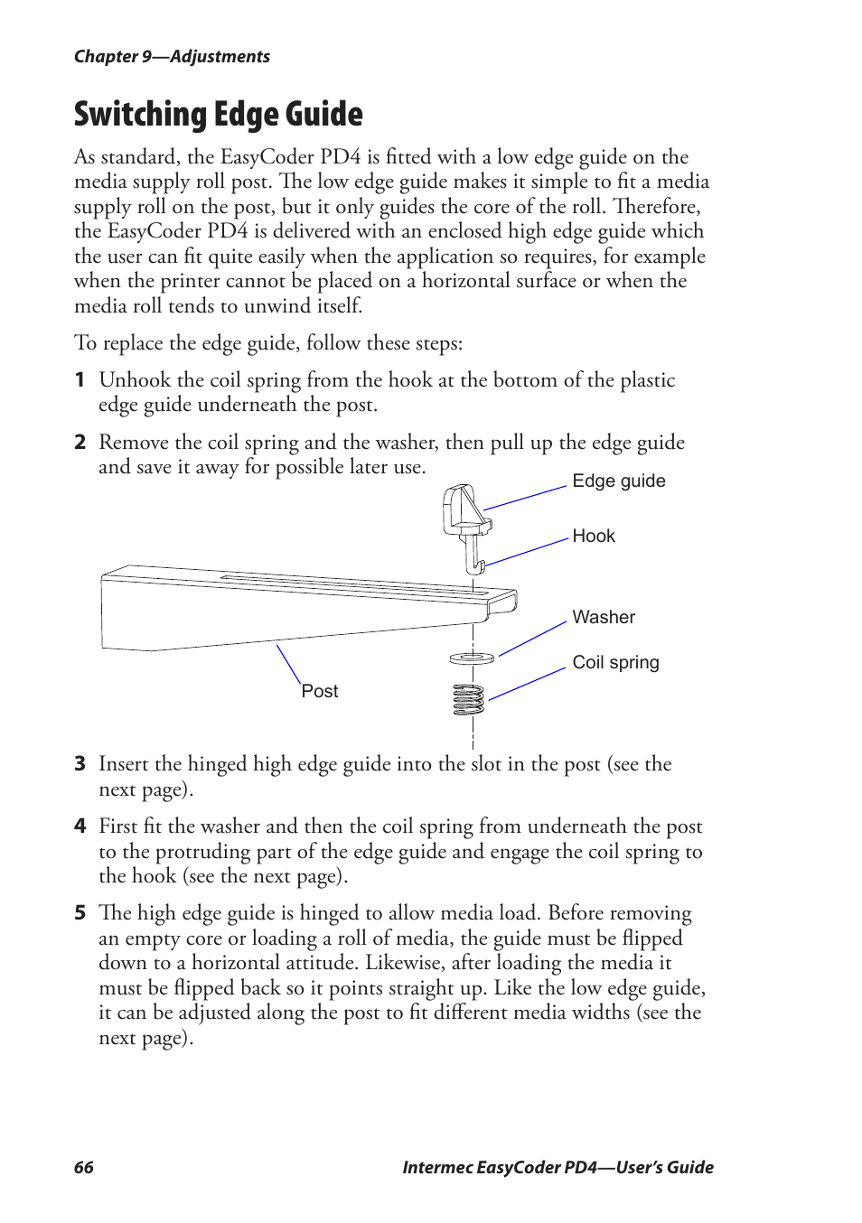 Switching edge guide | Intermec EASYCODER PD4 User Manual | Page 76 / 100