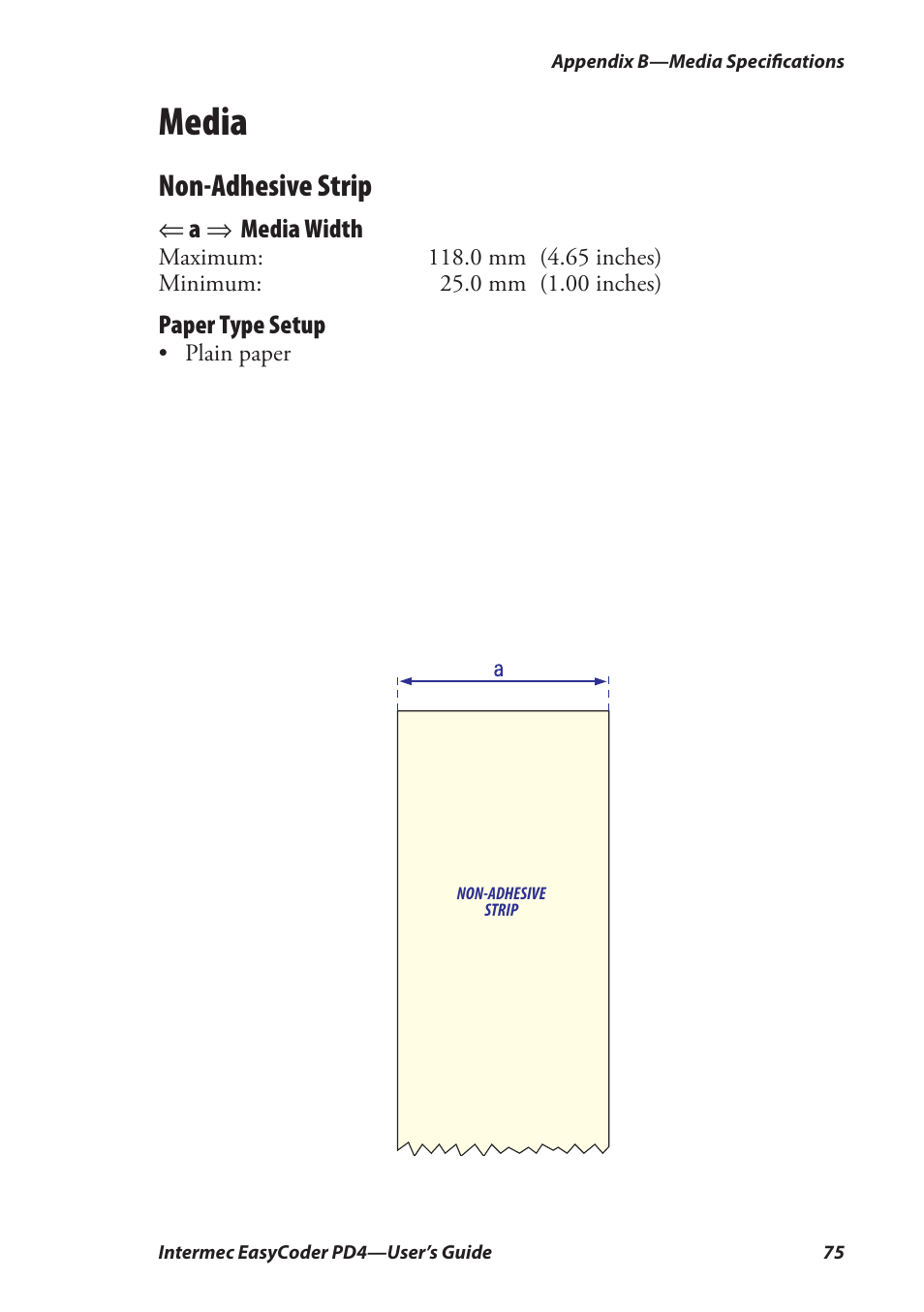 Media, Non-adhesive strip | Intermec EASYCODER PD4 User Manual | Page 85 / 100