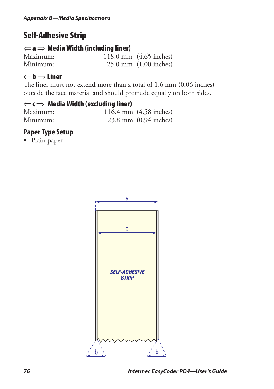 Self-adhesive strip | Intermec EASYCODER PD4 User Manual | Page 86 / 100
