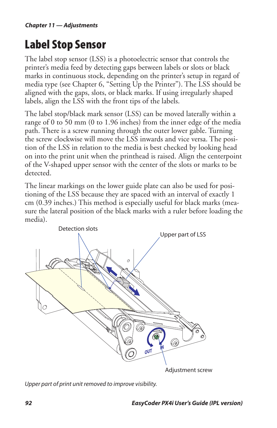 Label stop sensor | Intermec PX4I User Manual | Page 106 / 136
