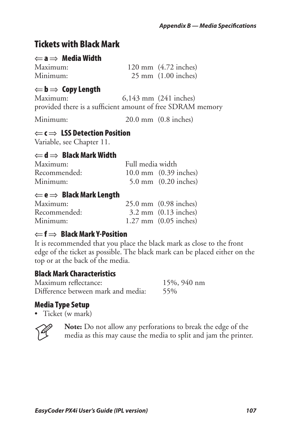 Tickets with black mark | Intermec PX4I User Manual | Page 121 / 136