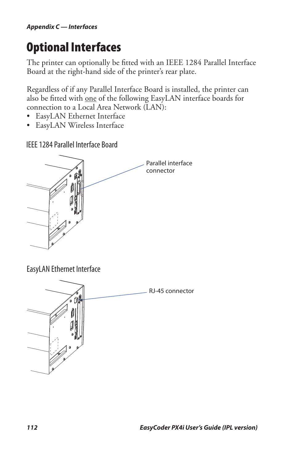 Optional interfaces | Intermec PX4I User Manual | Page 126 / 136