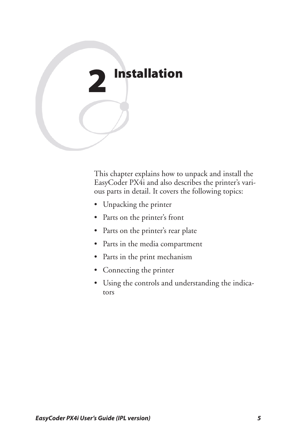 2 installation, Installation | Intermec PX4I User Manual | Page 19 / 136