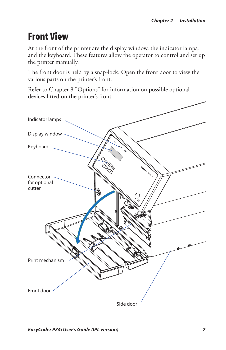 Front view | Intermec PX4I User Manual | Page 21 / 136