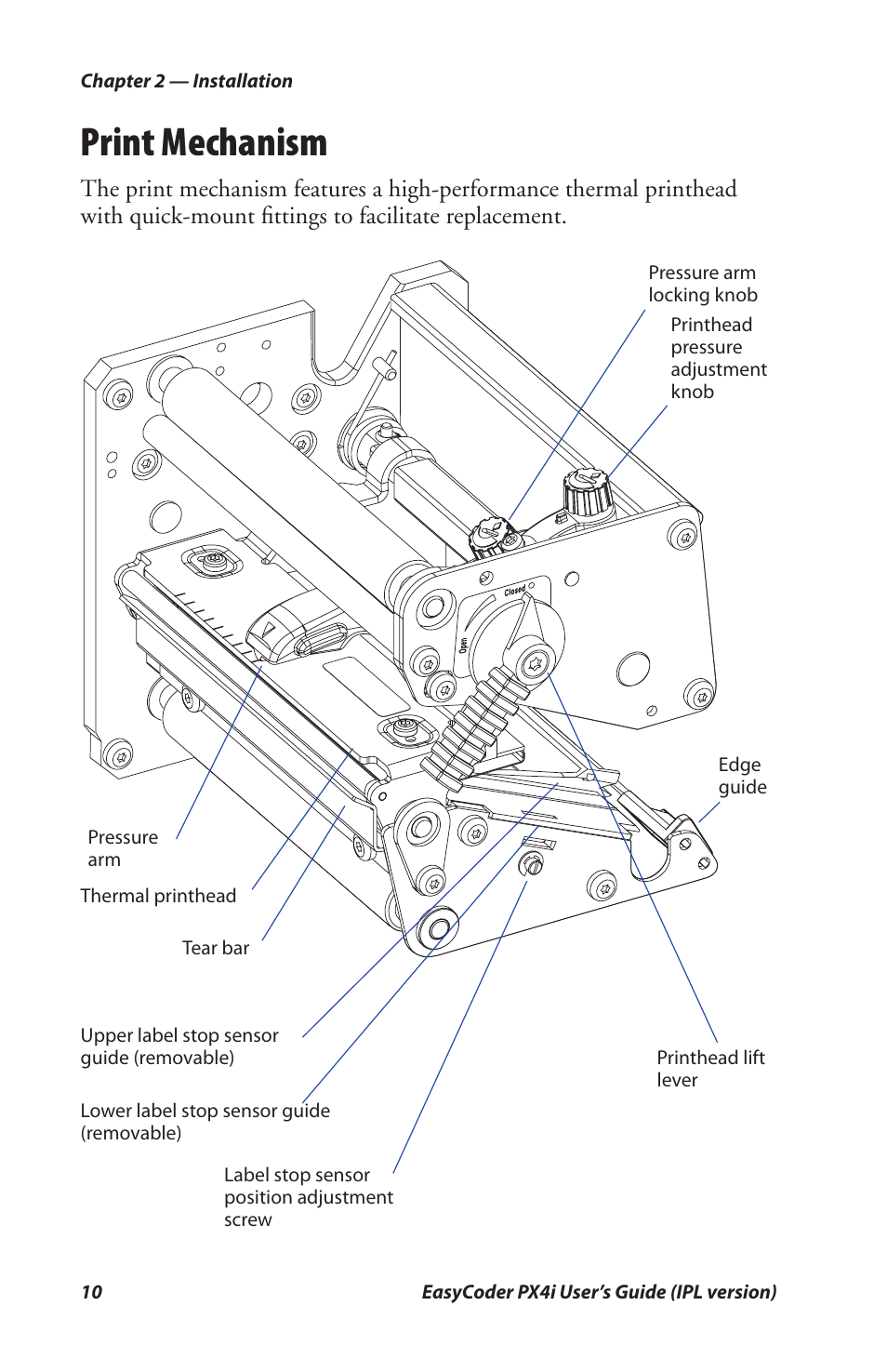 Print mechanism | Intermec PX4I User Manual | Page 24 / 136