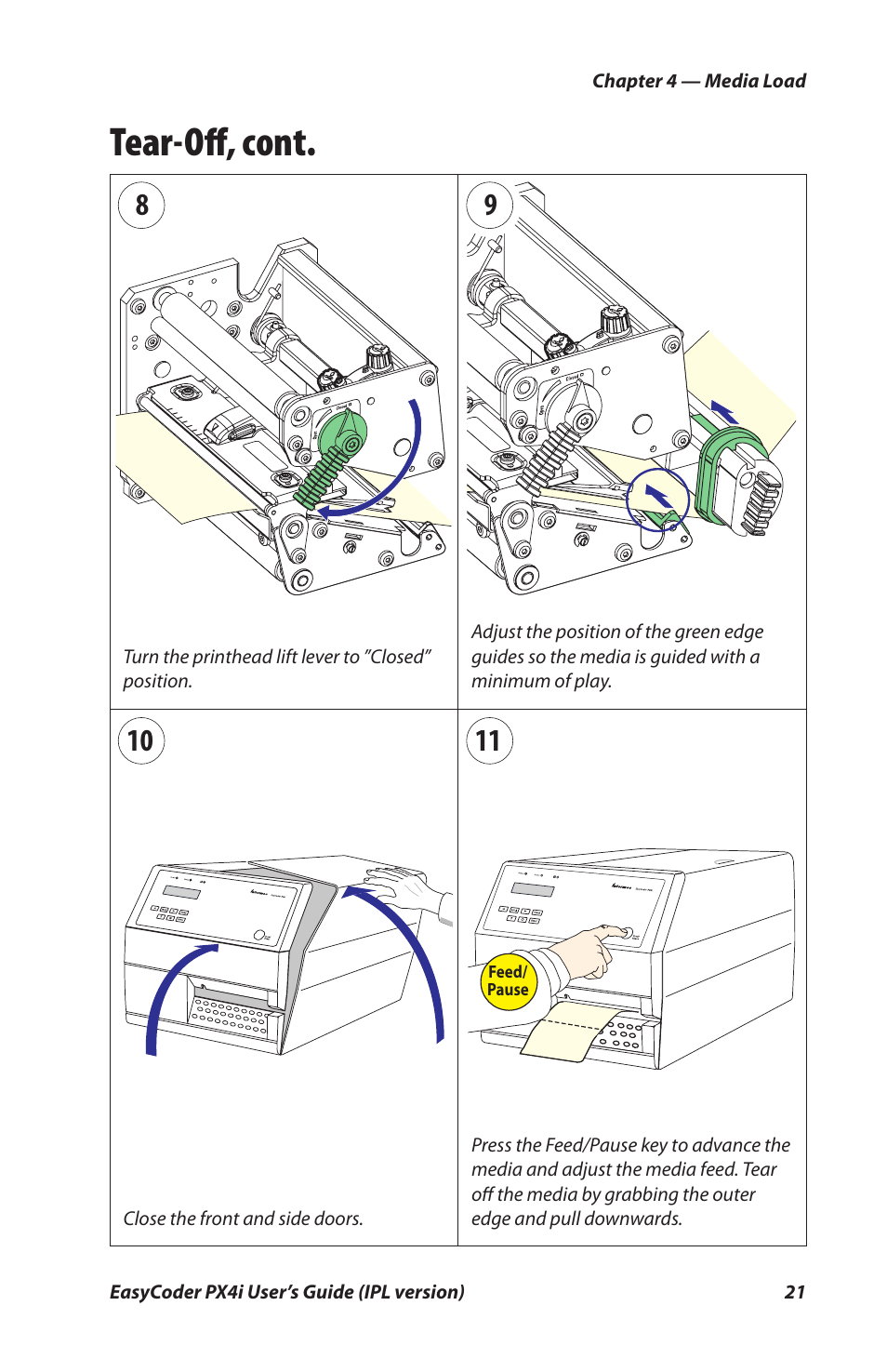 Tear-oﬀ , cont | Intermec PX4I User Manual | Page 35 / 136