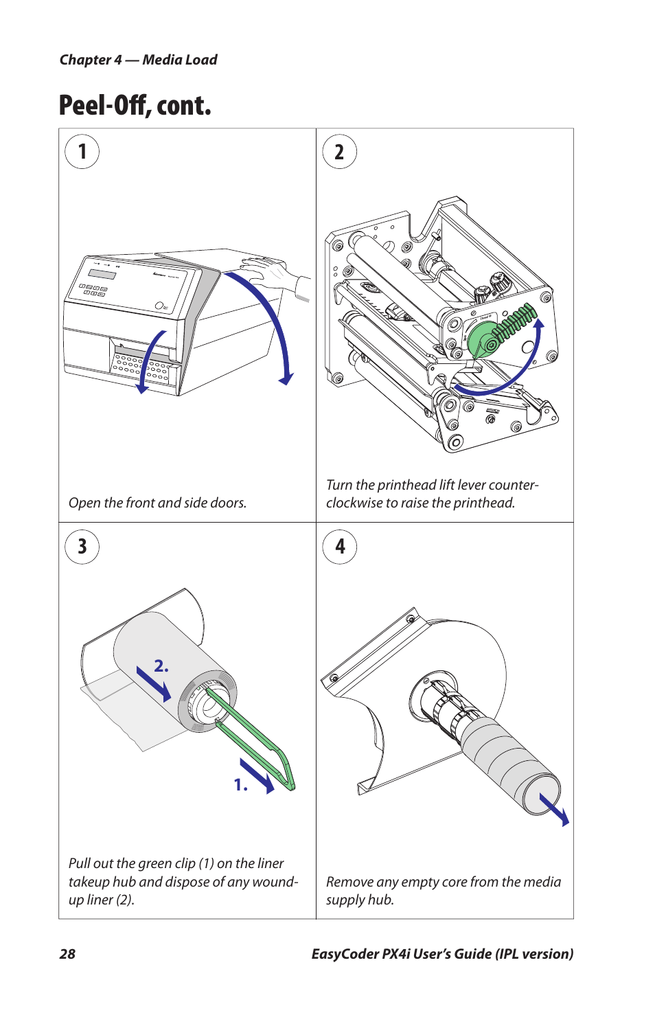 Peel-oﬀ , cont | Intermec PX4I User Manual | Page 42 / 136